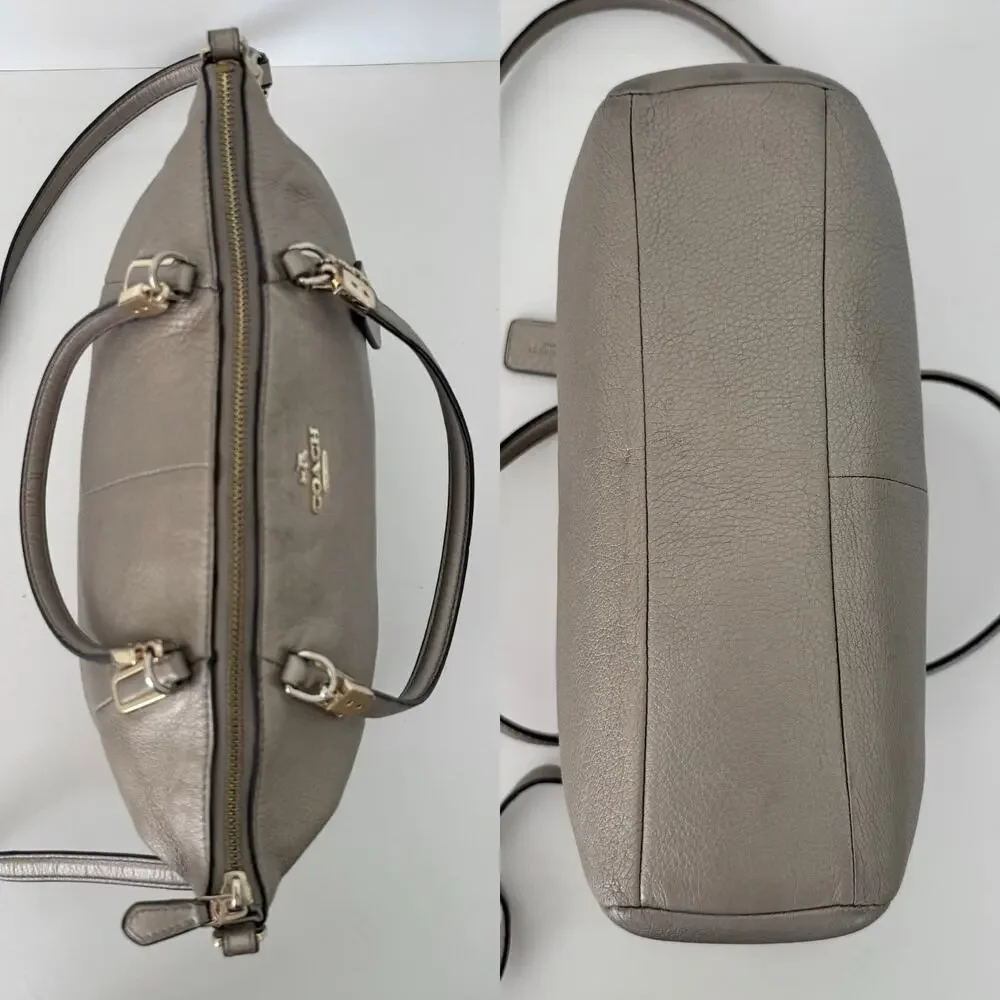 Coach Kelsey Metallic Pebble Leather Crossbody Satchel Bag F34493